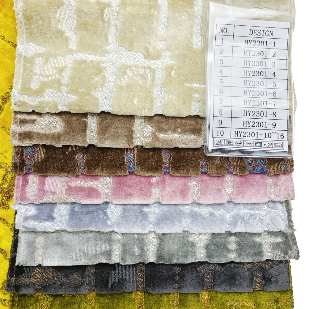 Hilado de poliéster de peso pesado Tinte de la pila Jacquard Cut Fabric