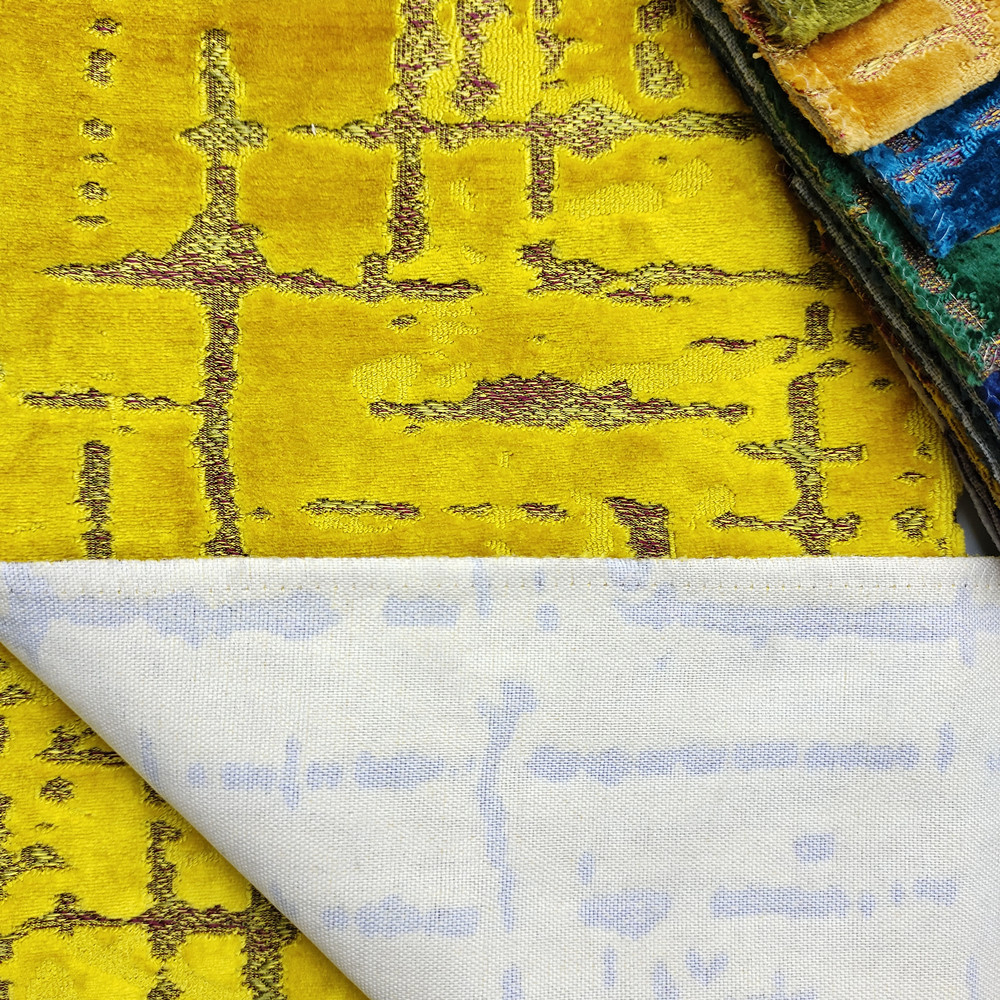 Hilado de poliéster de peso pesado Tinte de la pila Jacquard Cut Fabric