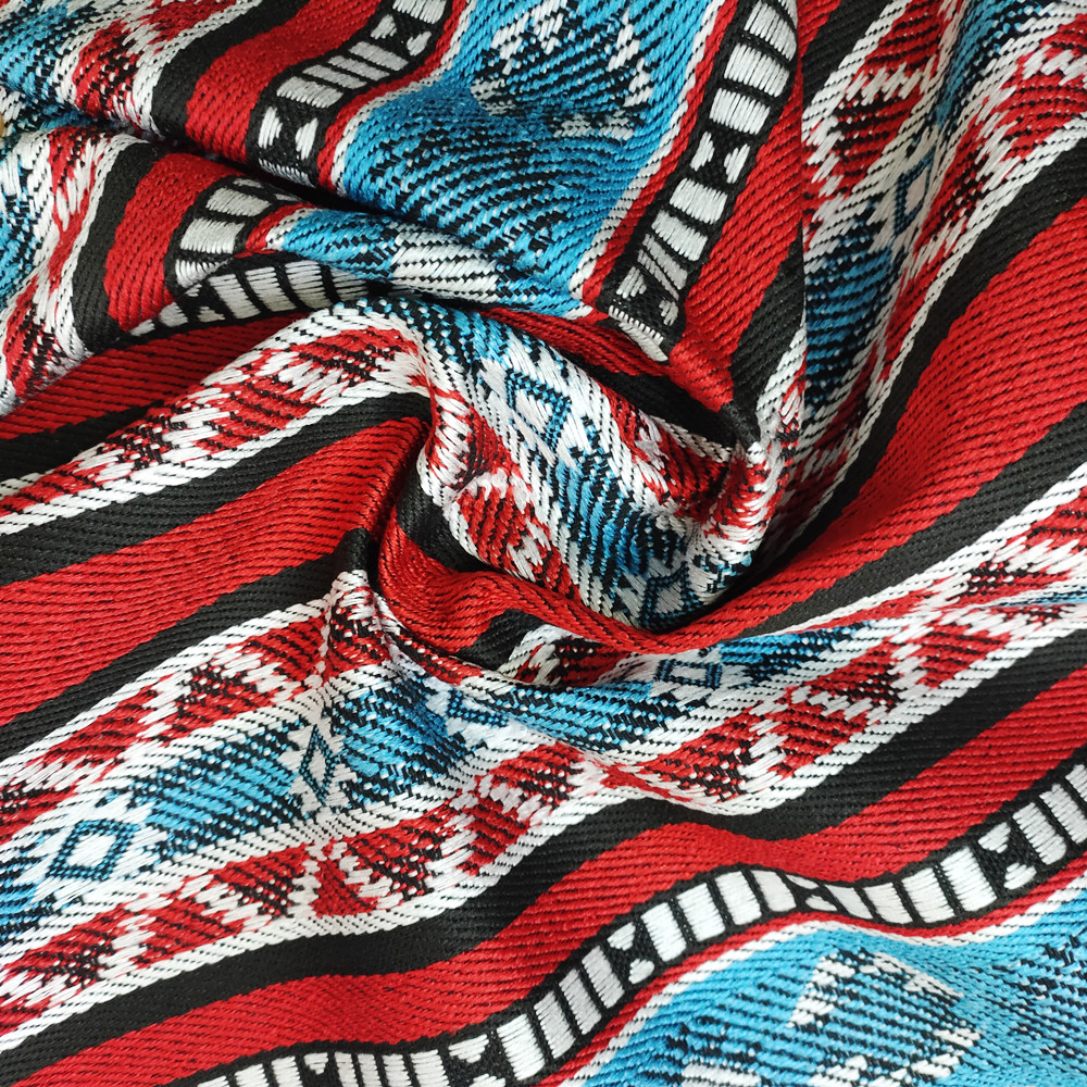 Estilo árabe Sadu poliéster hilo de algodón teñido de tela Jacquard para sofá y bolso