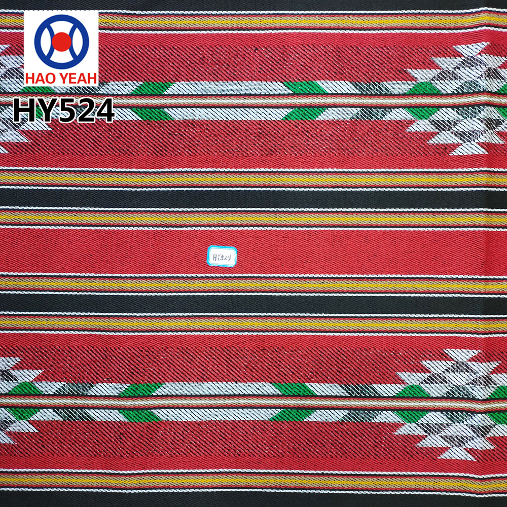 Estilo árabe Sadu poliéster hilo de algodón teñido de tela Jacquard para sofá y bolso